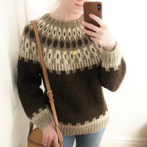 Vintage Fair Isle Pure Virgin Wool Knit Sweater